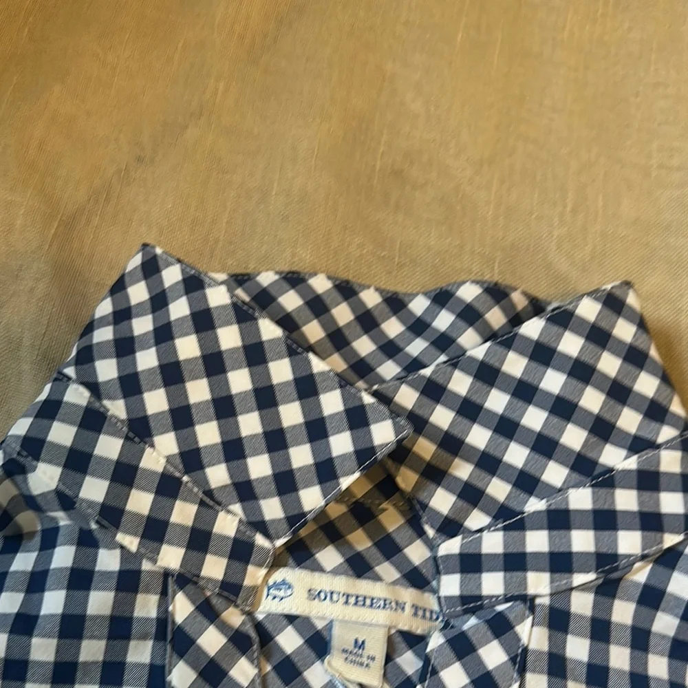 Southern Tide Navy and White Checkered Women's Top - Picture 5 of 7